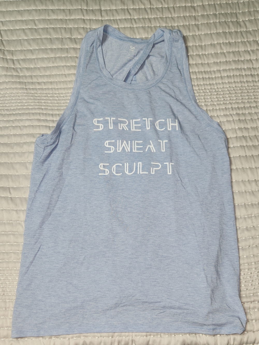 GAP Light Blue Racerback Sports Tank with 'Stretch Sweat Sculpt' Print